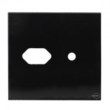 Placa p/ 1 Tomada + furo 4x4 - Novara Glass Preto Grafite